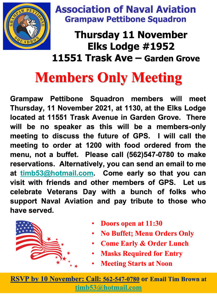 Members Only Meeting 11/11 1130AM